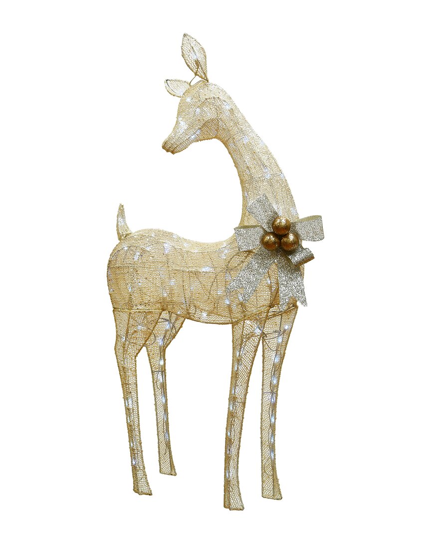 Shop National Tree Company 45in Ice Crystal Bead Feeding Deer In White