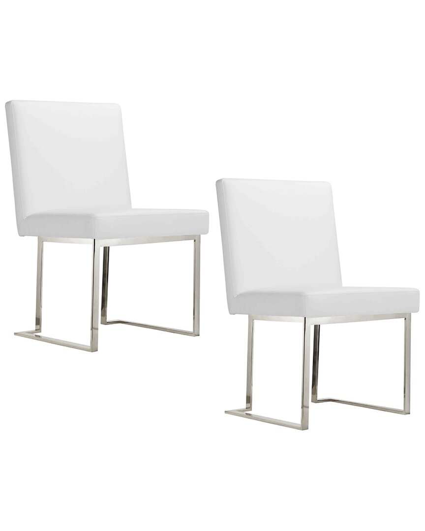 Pangea Home Dexter Side Chair White Pu (set Of 2)