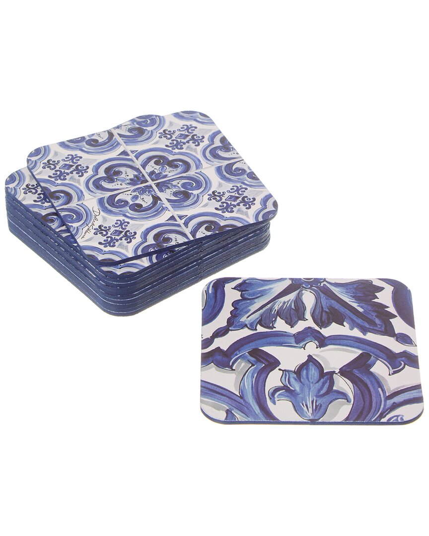 Shop Dolce & Gabbana Set Of 12 Blu Mediterraneo Coasters
