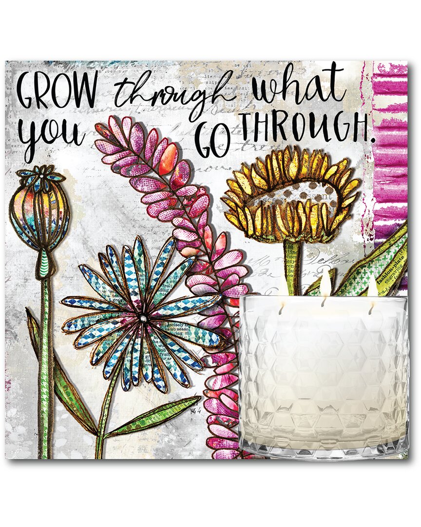 Courtside Market Grow Wildflowers 13.5oz Soy 3-wick Candle With 8x8in Artboard In Multicolor