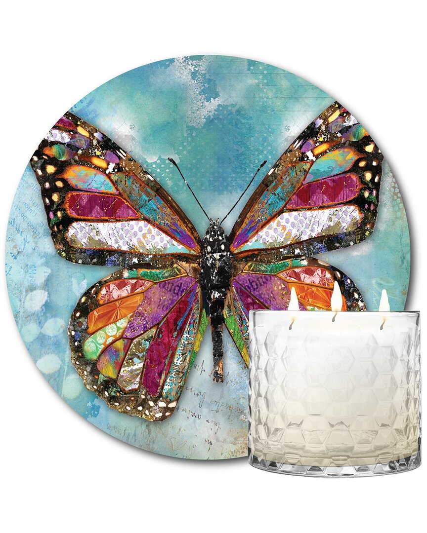 COURTSIDE MARKET COURTSIDE MARKET WOODLAND BUTTERFLY 13.5OZ SOY 3-WICK CANDLE WITH 8X8IN ARTBOARD