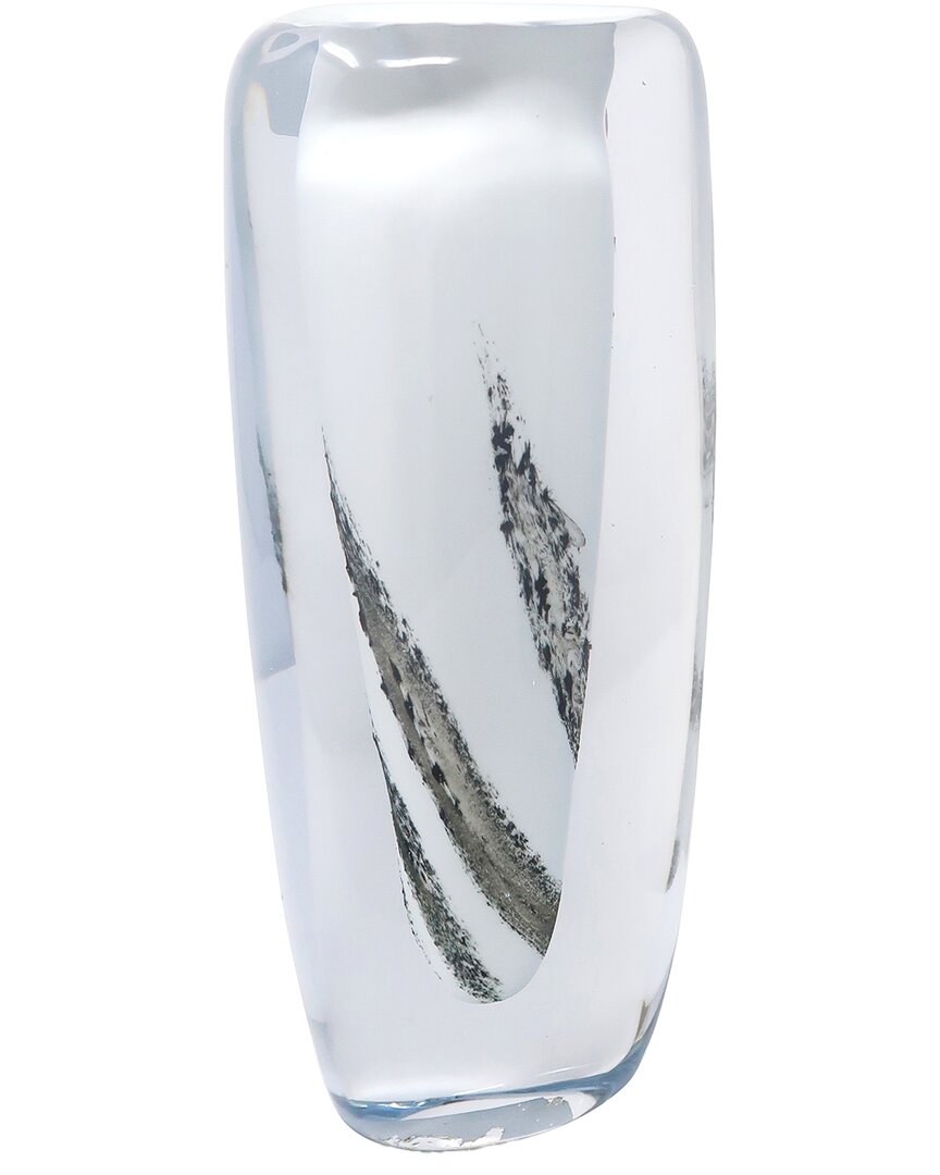 Vivience 11.5"h White Inner With Black Strokes Double Wall Glass Vase