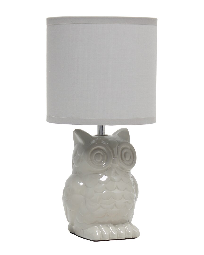 Lalia Home Simple Designs 12.8 Tall Contemporary Ceramic Owl Bedside Table Desk Lamp In Grey