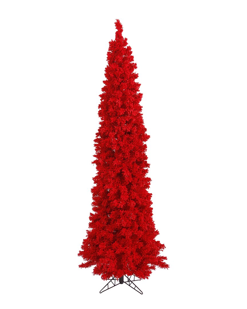 Vickerman 4.5ft Flocked Red Pencil Fir Artificial Christmas Tree