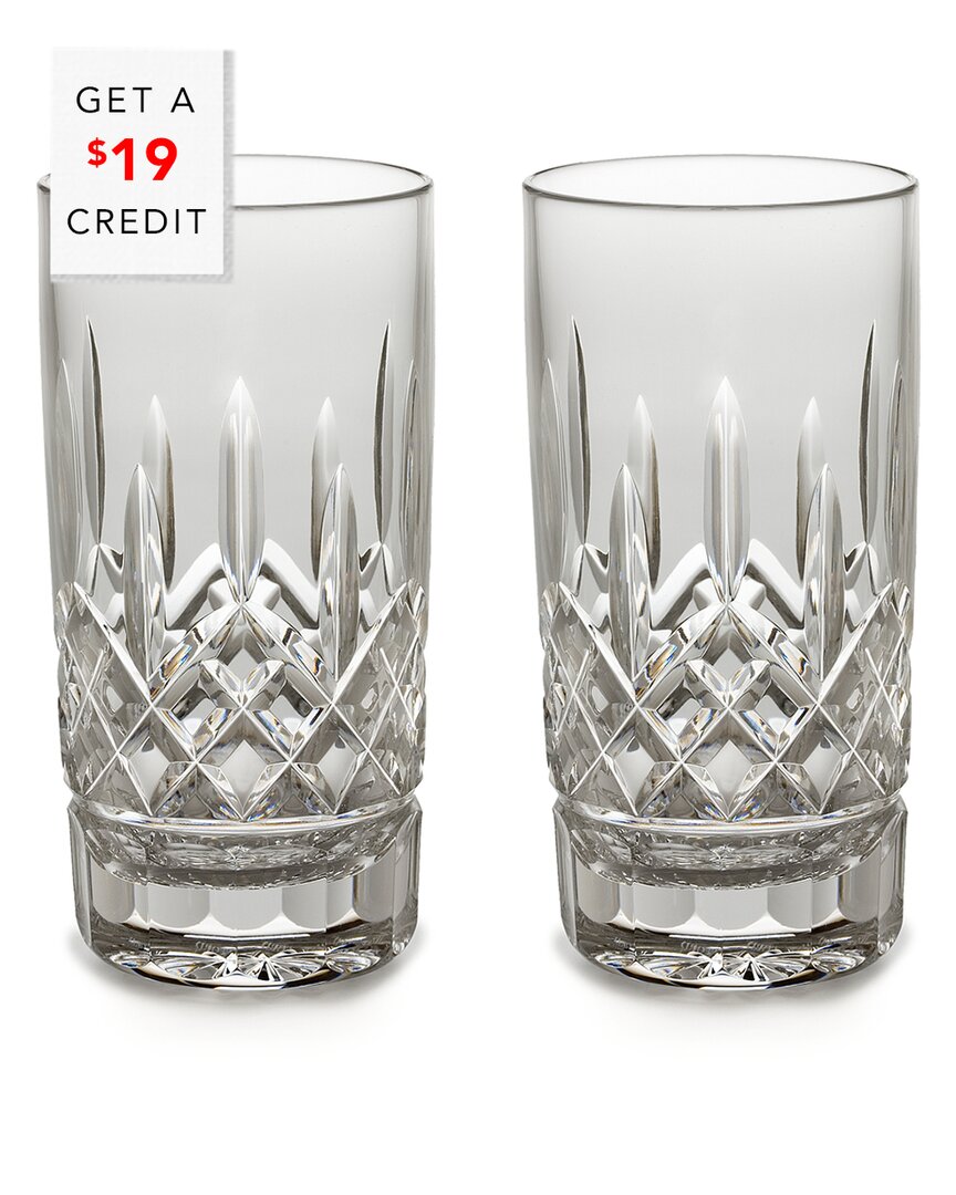 Waterford Lismore Hiball 12oz Set Of 2 With $19 Credit