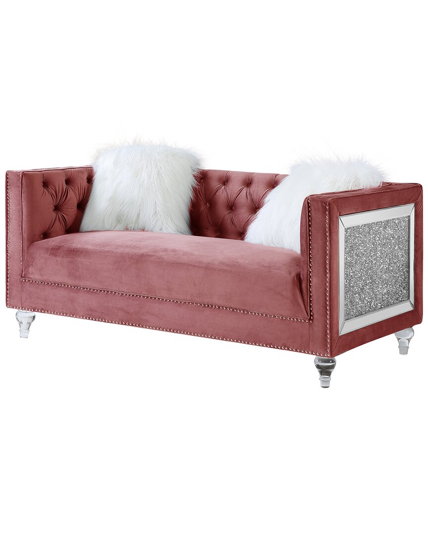 Acme Furniture Loveseat With 2 Pillows In Pink