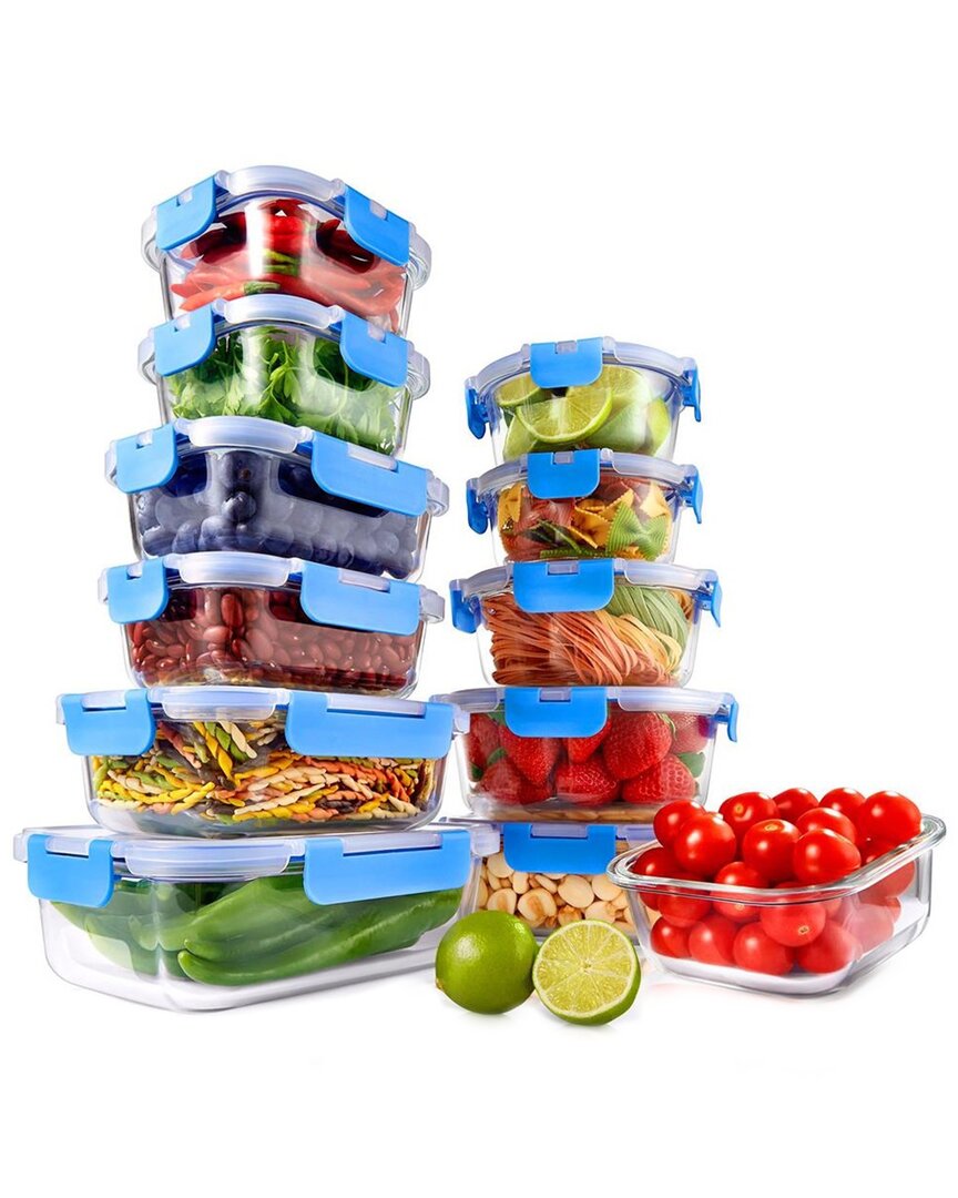 Nutrichef 12pc Blue Glass Container Set In Blue