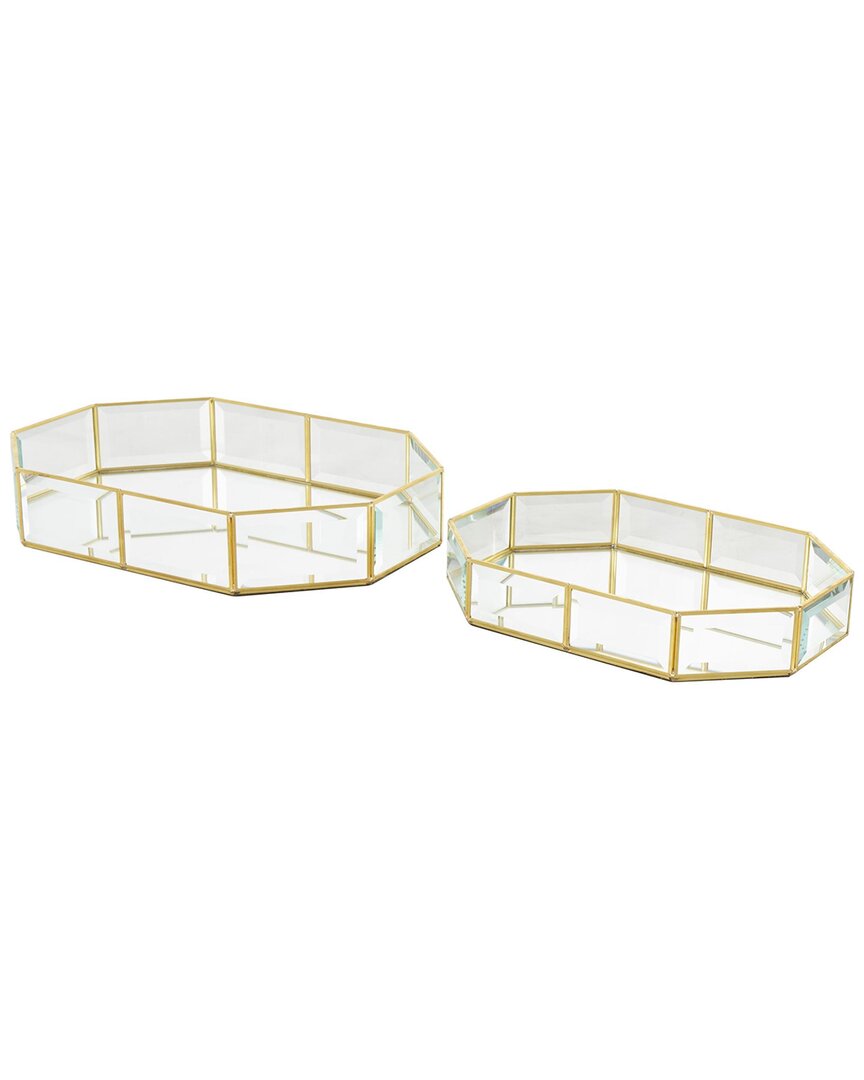 Peyton Lane Set Of 2 Glass Beveled Wide Octagon Decorative Jewelry Box