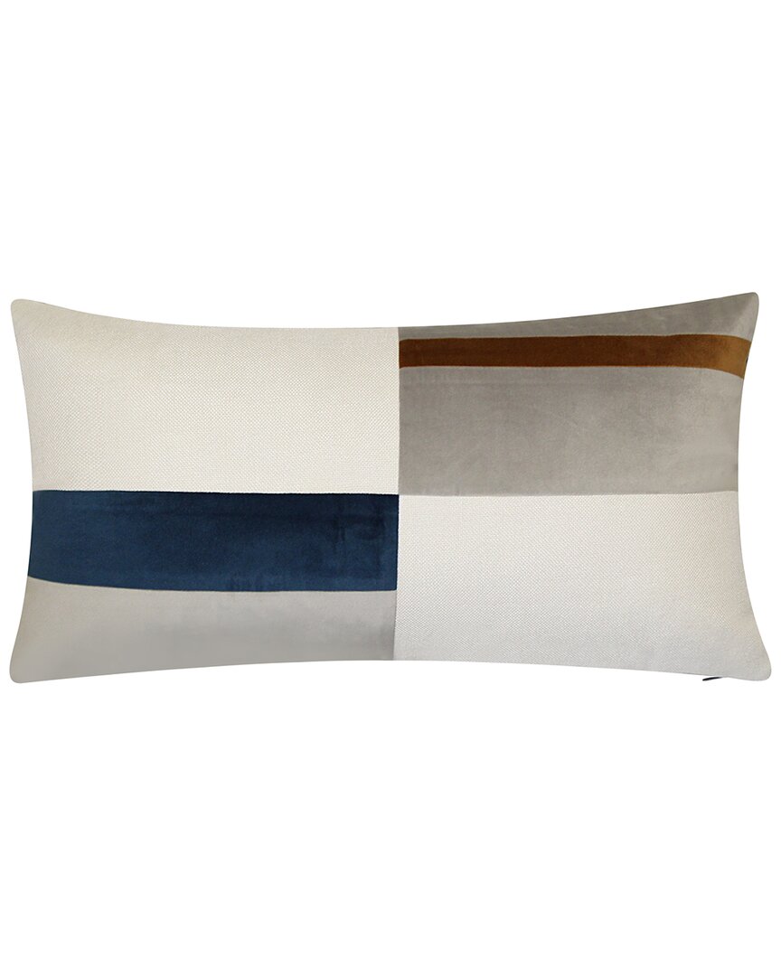 Edie Home Edie@home Split Stripe Colorblock Lumbar Decorative Pillow In Brown