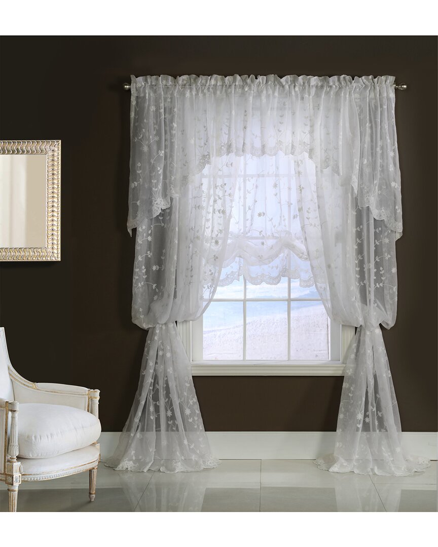 Habitat Grandeur Embroidered Sheer Curtain With Scallop Detail In Cream