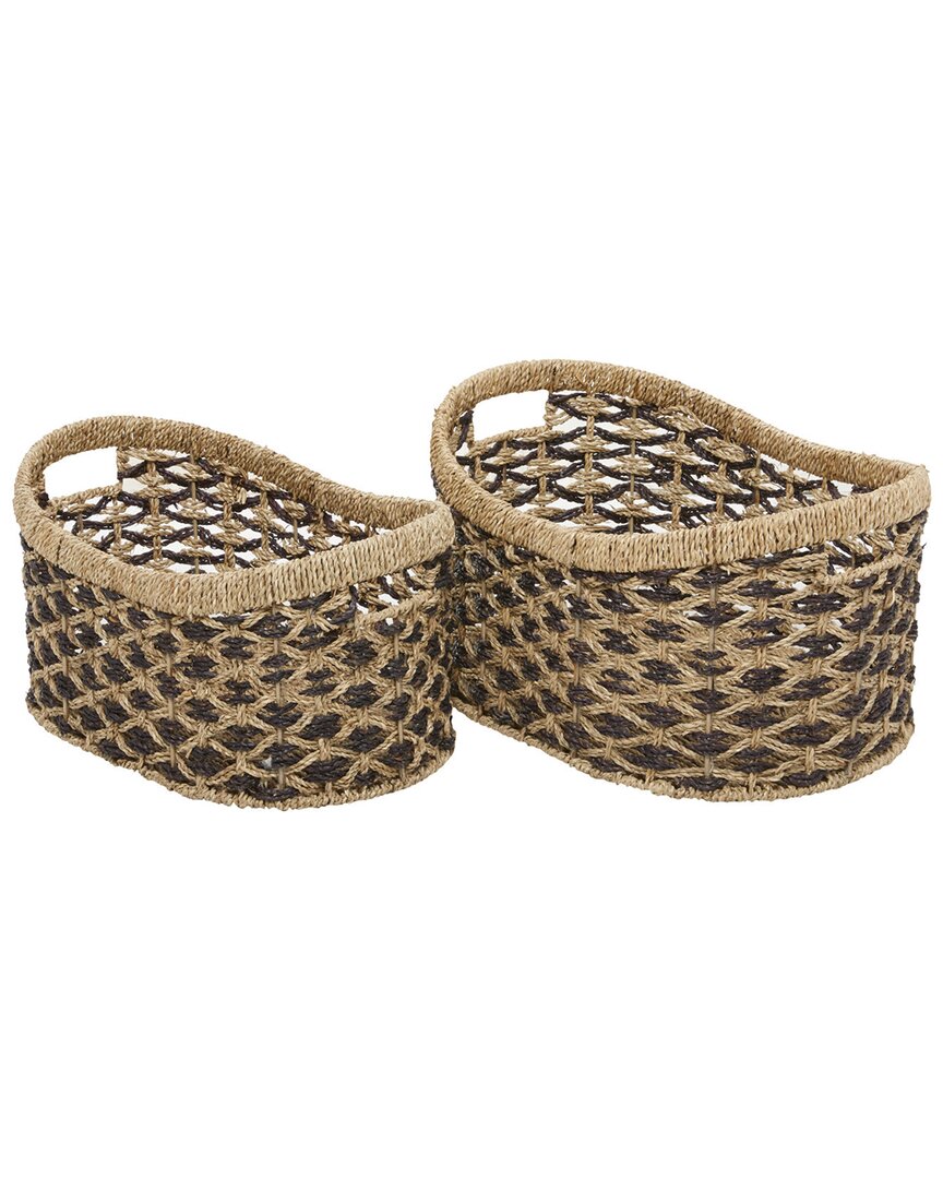 Peyton Lane Set Of 2 Brown Sea Grass Traditional Storage Basket