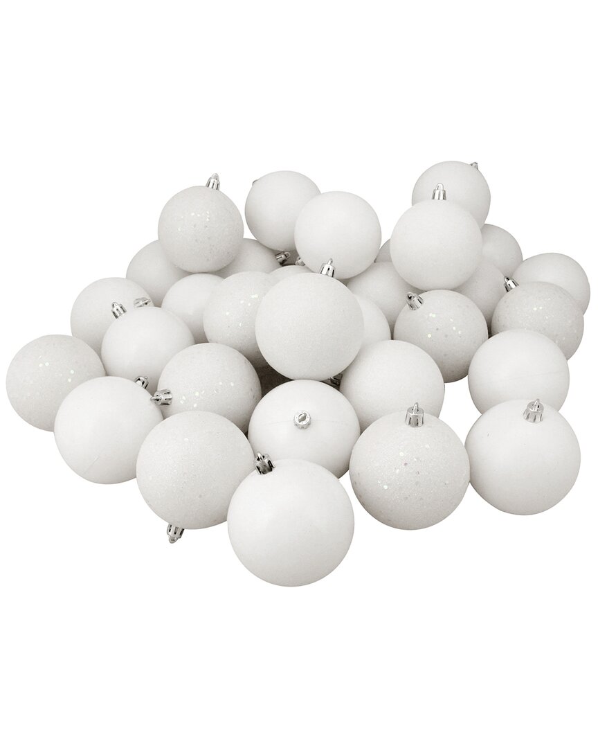 Northlight 32ct Winter White 4-finish Shatterproof Christmas Ornaments