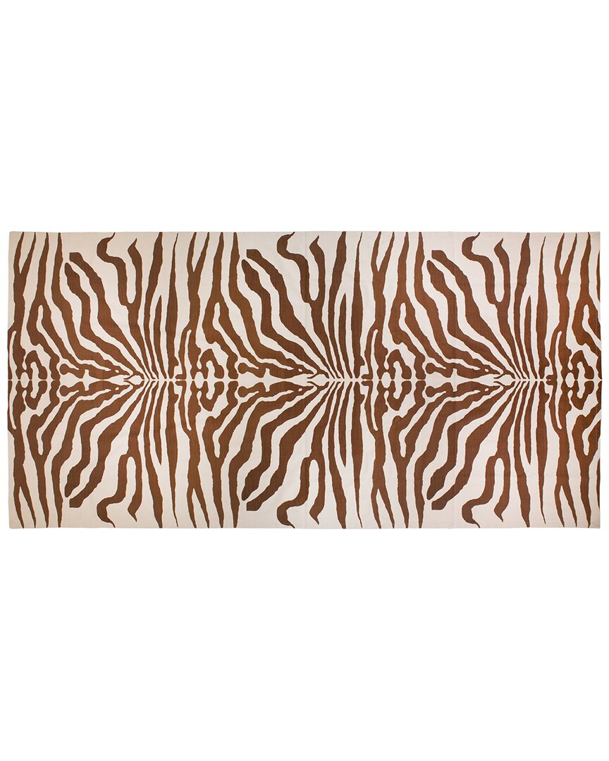 Orchids Lux Home 100% Cotton Printed Zebra Table Cloth In Brown