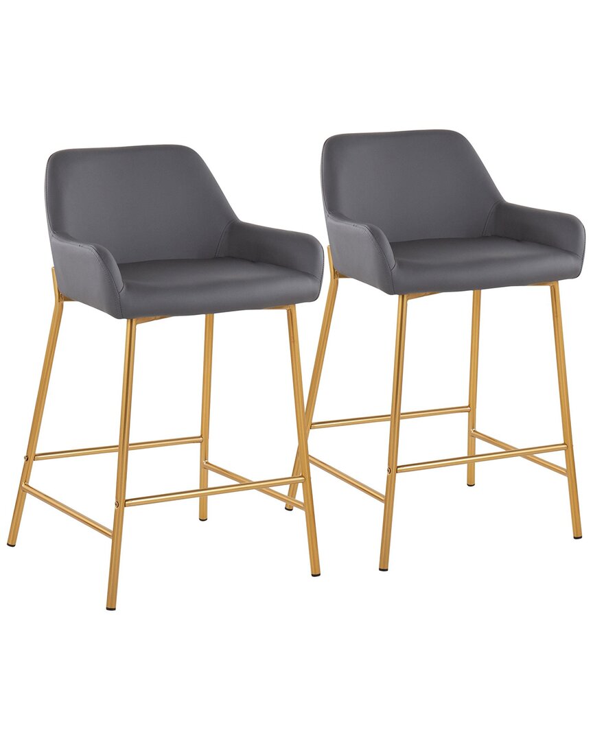 Lumisource Daniella Fixed-height Counter Stool - Set Of 2 Gre In Gold