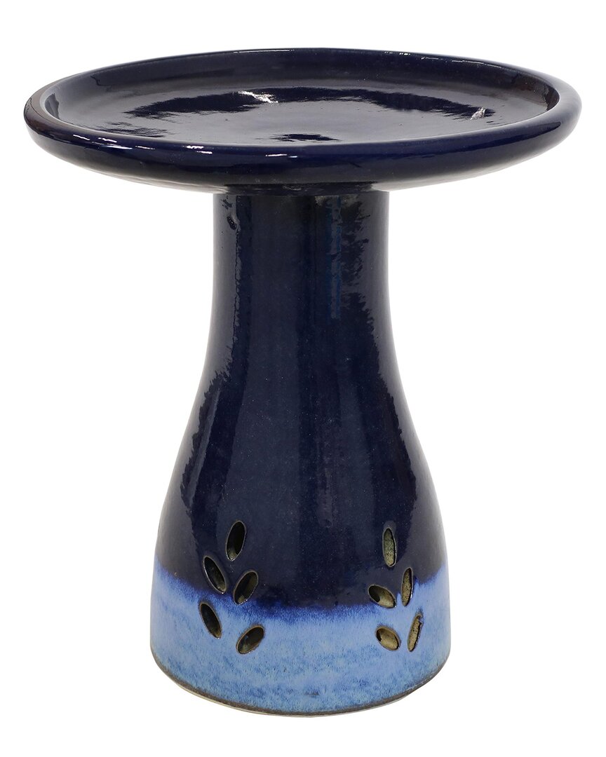 Sunnydaze Classic Outdoor Ceramic Bird Bath In Blue