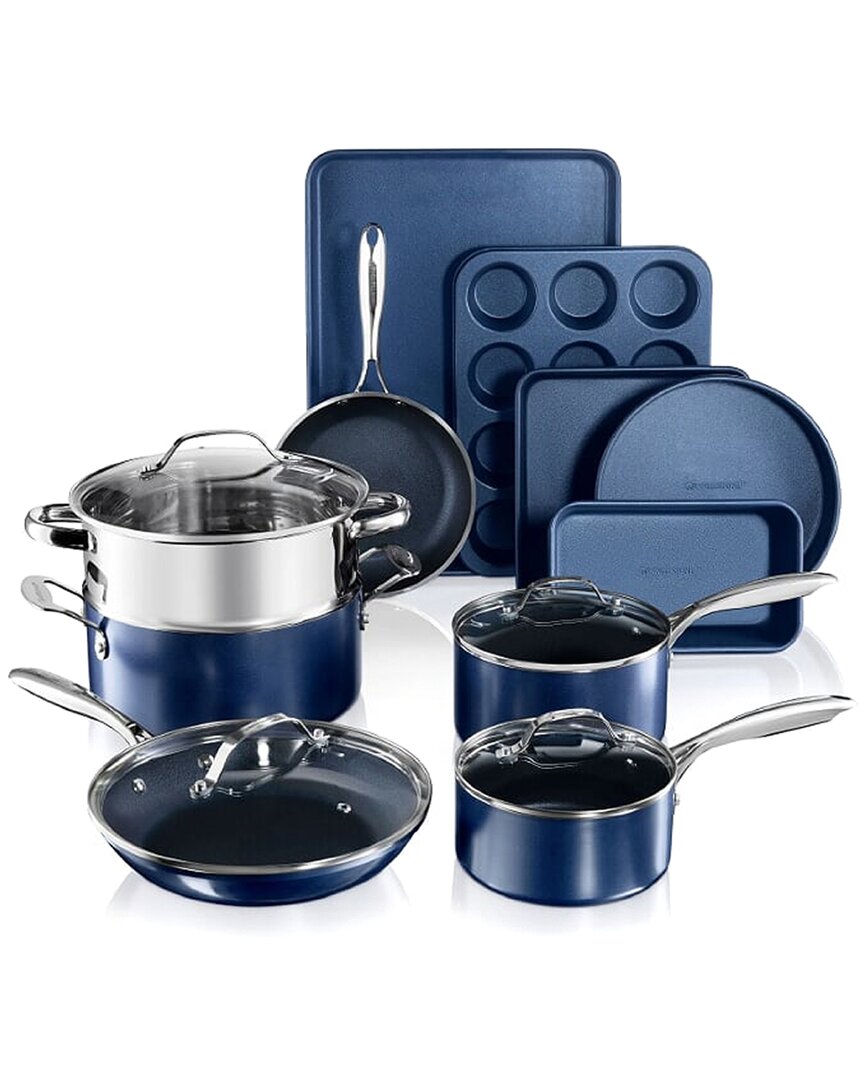 Gotham Steels Granitestone 15pc Cookware And Bakeware Set In Blue
