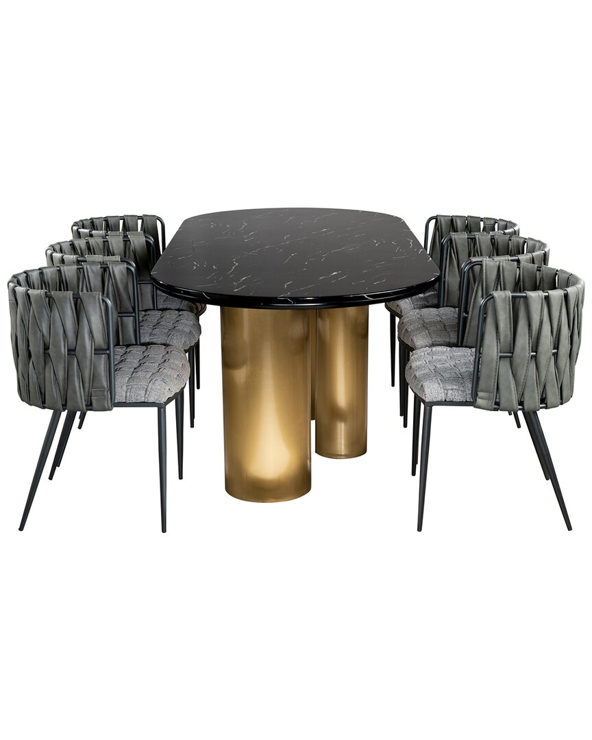 Statements By J Balmain Marble Top Oval Dining Set