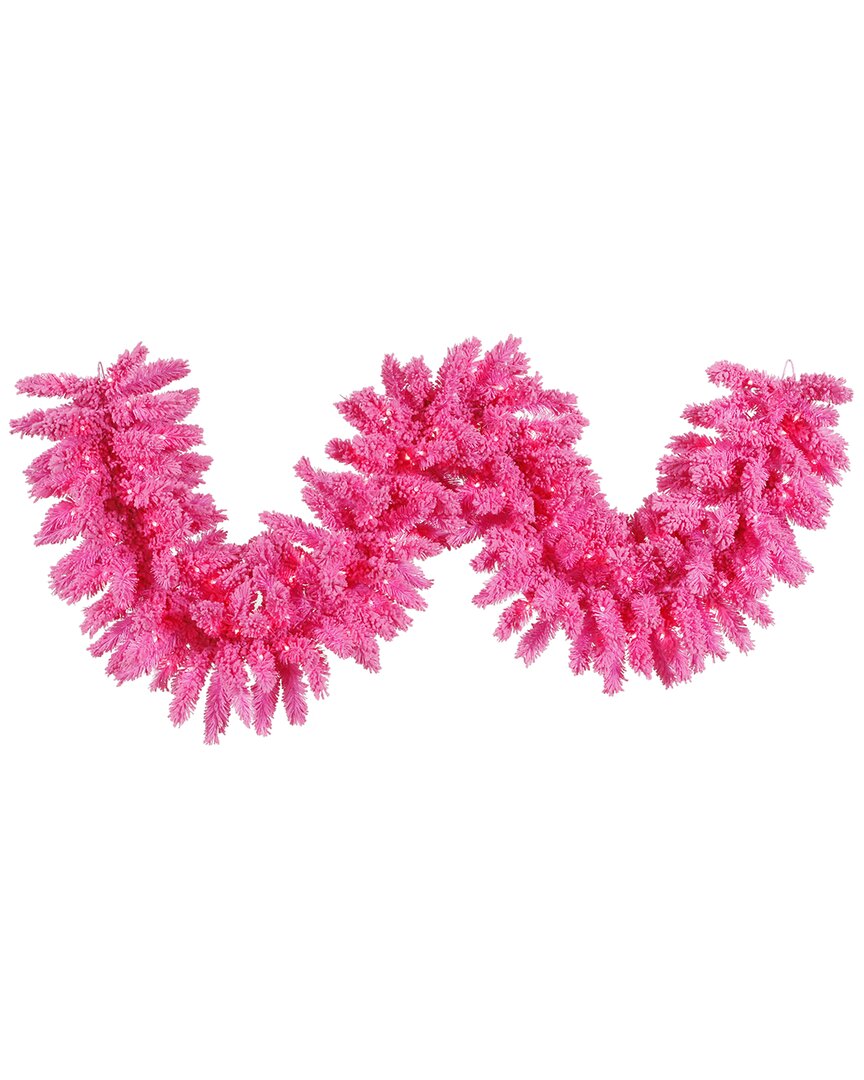 Vickerman 9ft Flocked Pink Artificial Christmas Garland