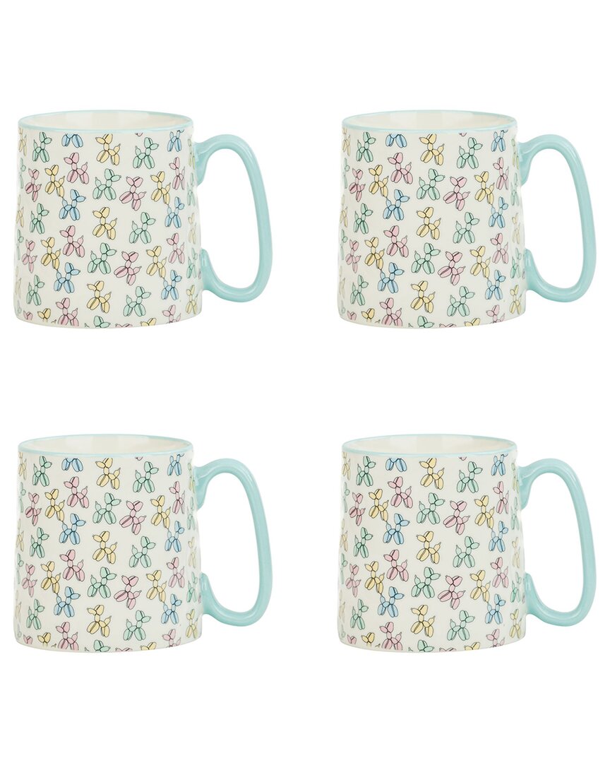 10 Strawberry Street Set Of 4 Bella Mugs: Balloon Dog In Multi