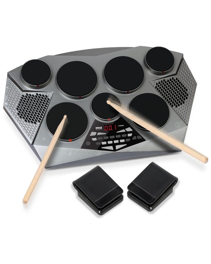 Pyle Electronic Tabletop Drum Machine In Black