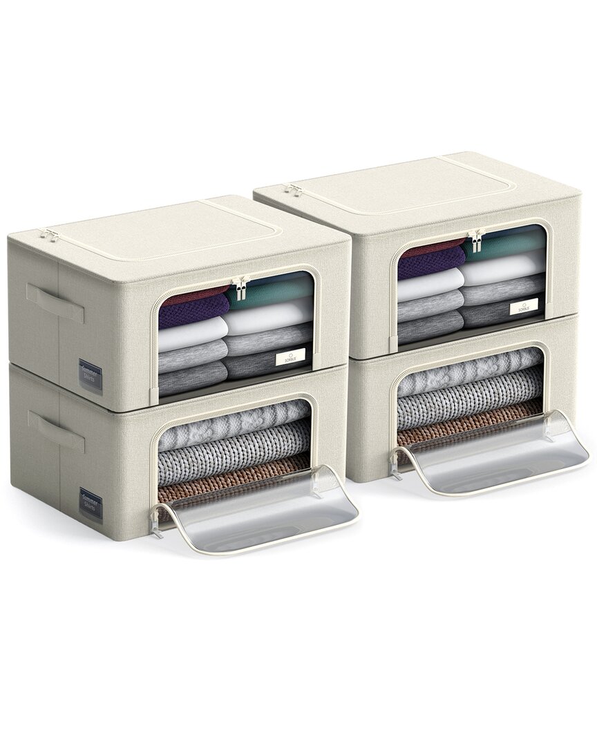 Sorbus Storage Bins With Metal Frame In Sand