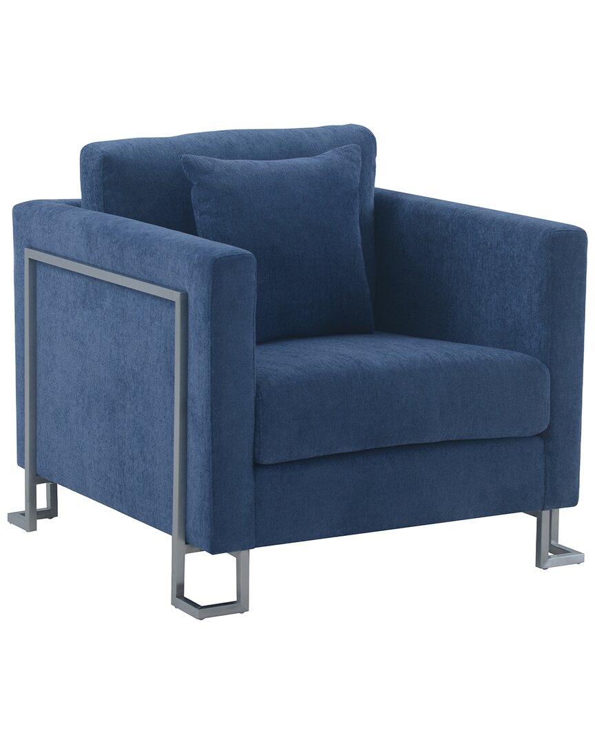 Armen Living Heritage Upholstered Accent Chair In Blue