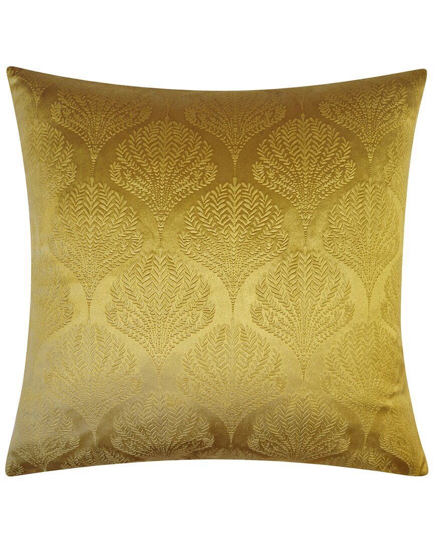 Edie Home Edie@home Embossed Velvet Fan Decorative Pillow In Gold