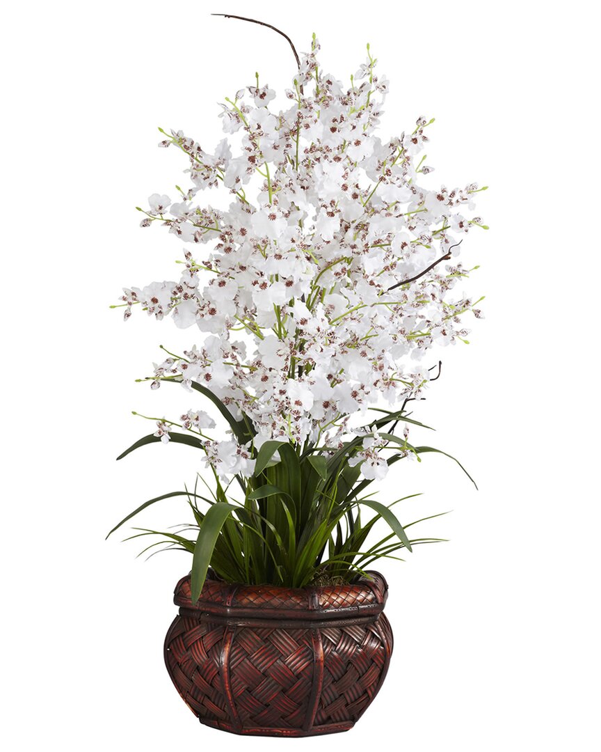 Shop Nearly Natural Dancing Lady Silk Flower Arrangement In White