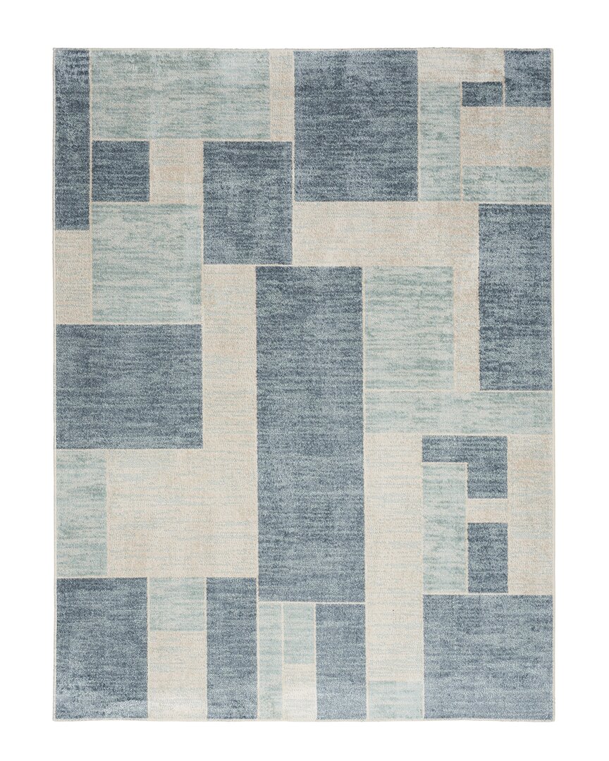 Nourison Astra Machine Washable Asw09 Polyester Area Rug In Blue
