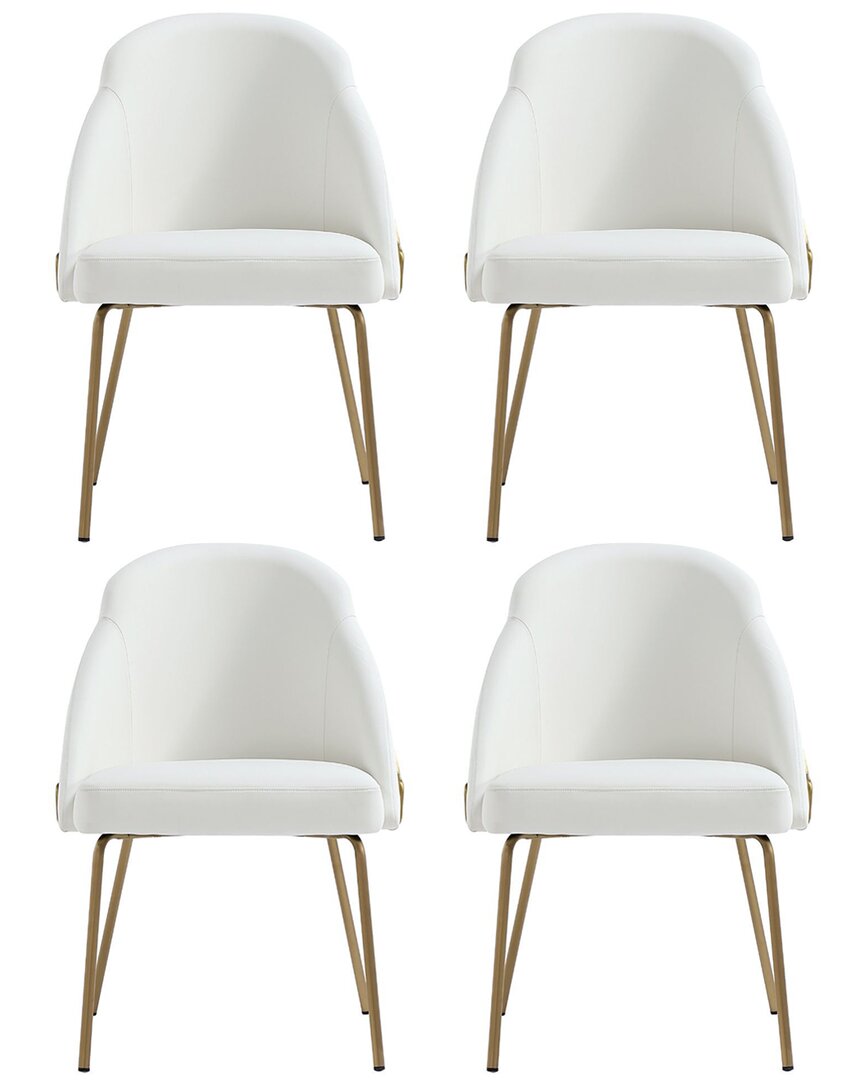 Manhattan Comfort Set Of 4 Gracie Modern Leatherette Dining Chairs With Steel Legs