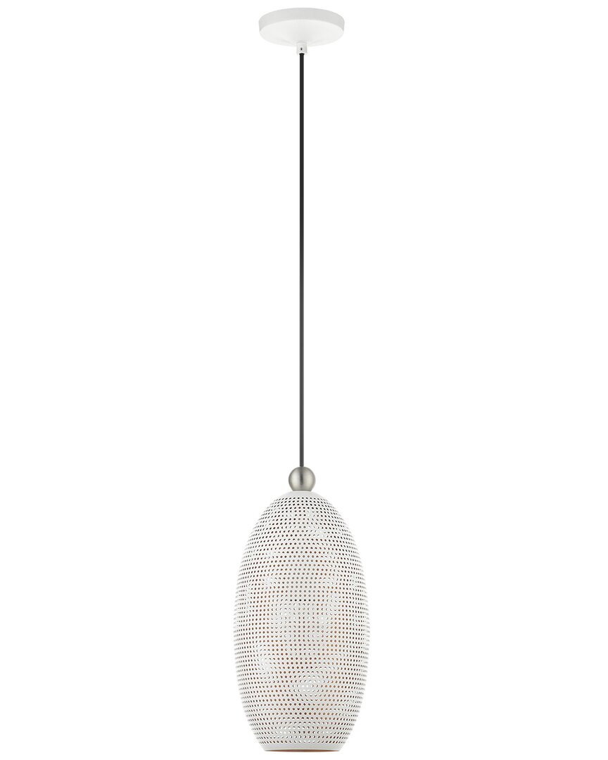 Livex Lighting 1-light White With Brushed Nickel Accents Pendant