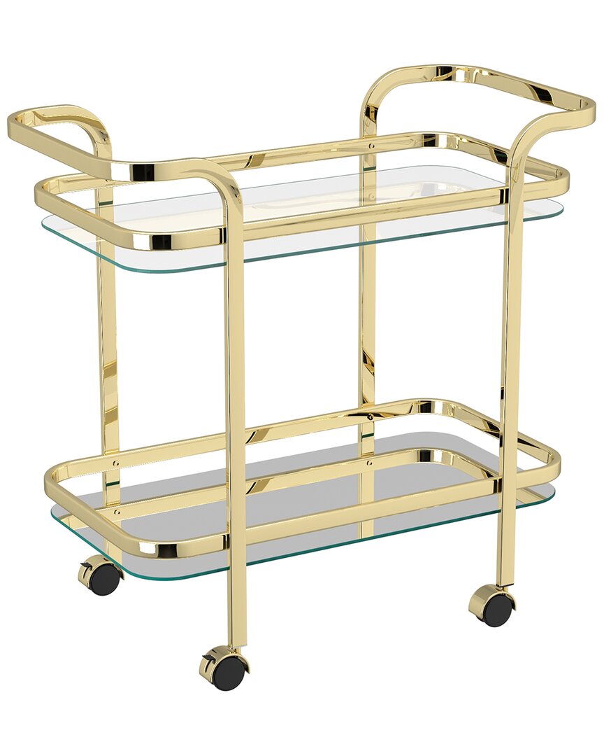 Worldwide Home Furnishings Contemporary Bar Cart In Brass