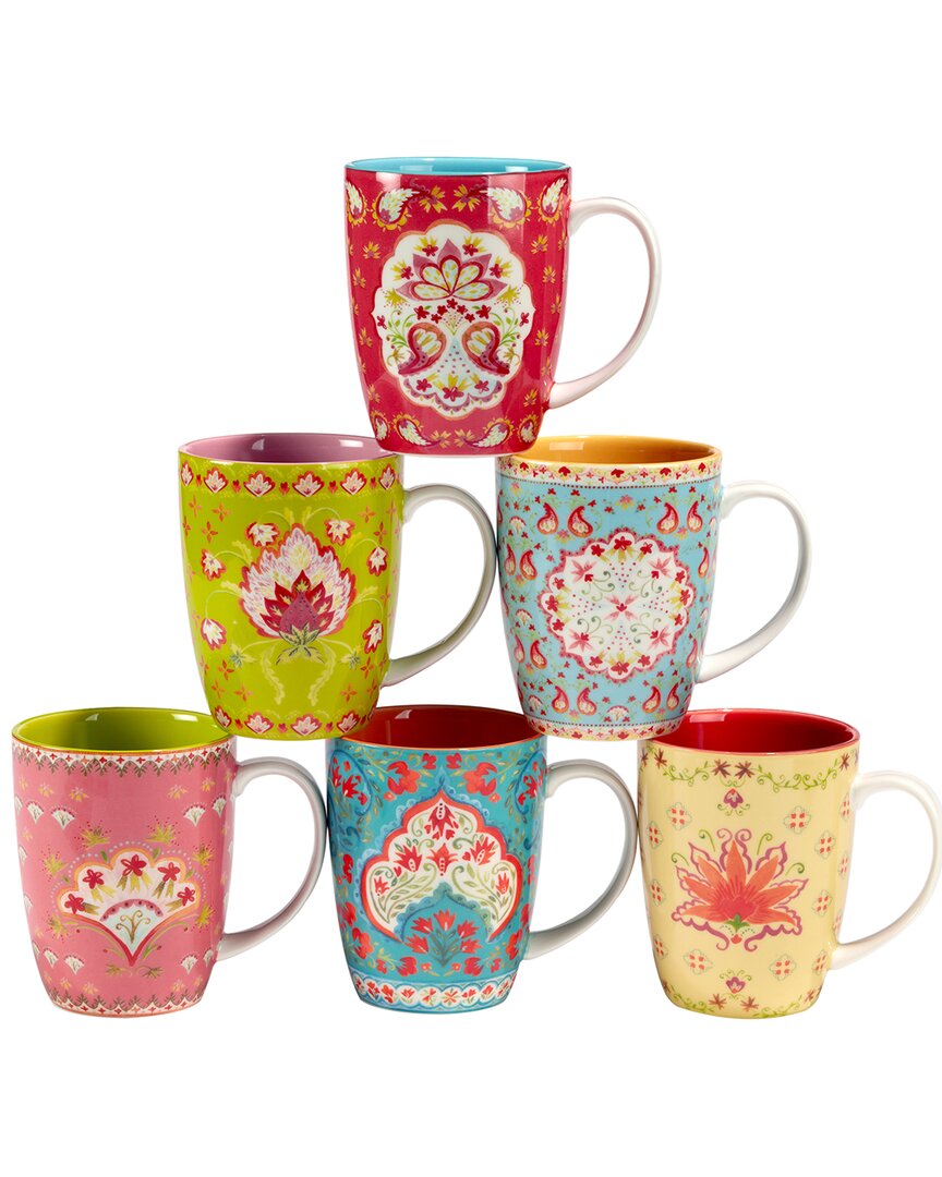 Certified International Francesca Set Of 6 Mugs 6 Assorted In Multicolor