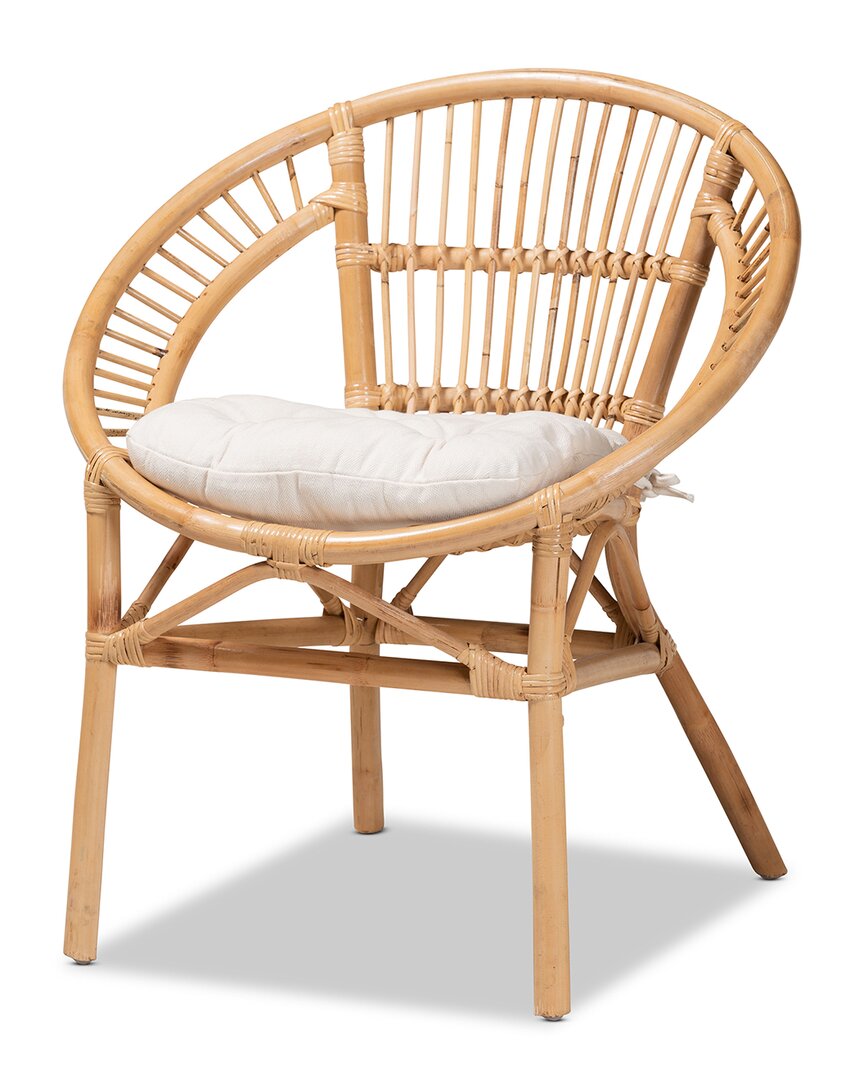 Baxton Studio Adrina Modern Bohemian Rattan Dining Chair In White