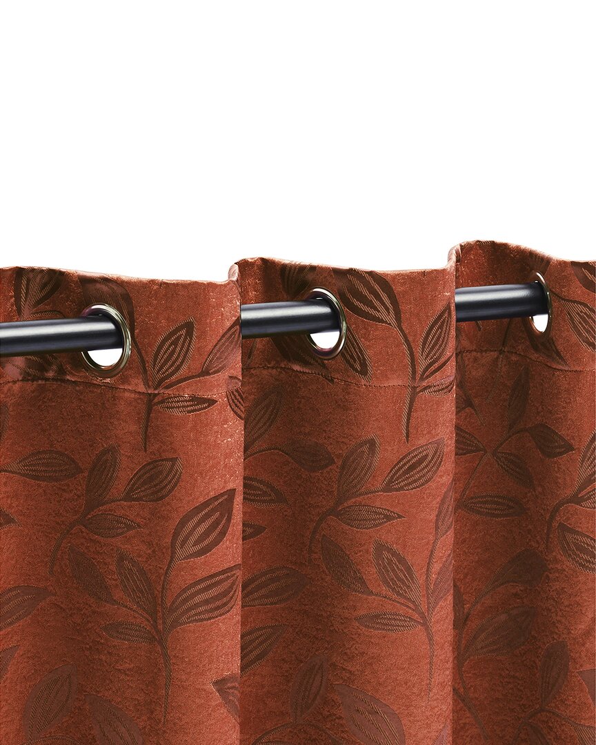 Superior 26x63 Leaves Modern Bohemian Blackout S 2pc Curtain Panel Set In Copper