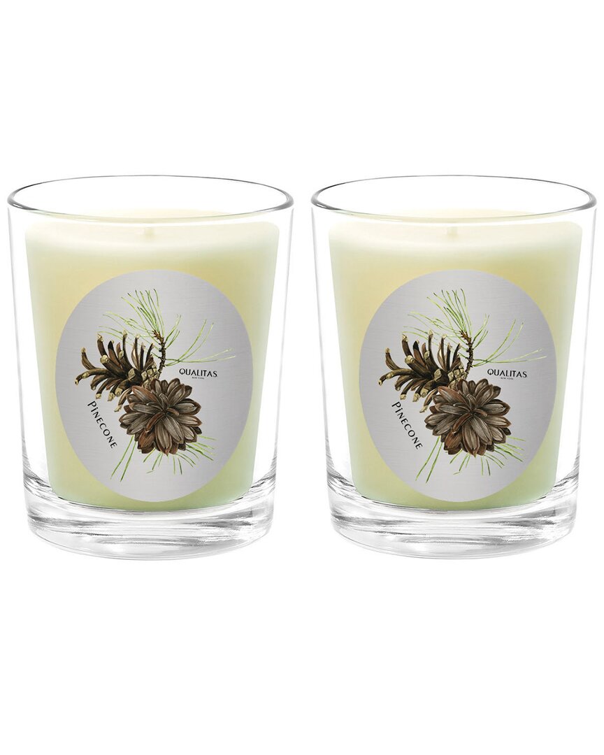 Qualitas Pinecone Two Scented Beeswax Candle Set In White