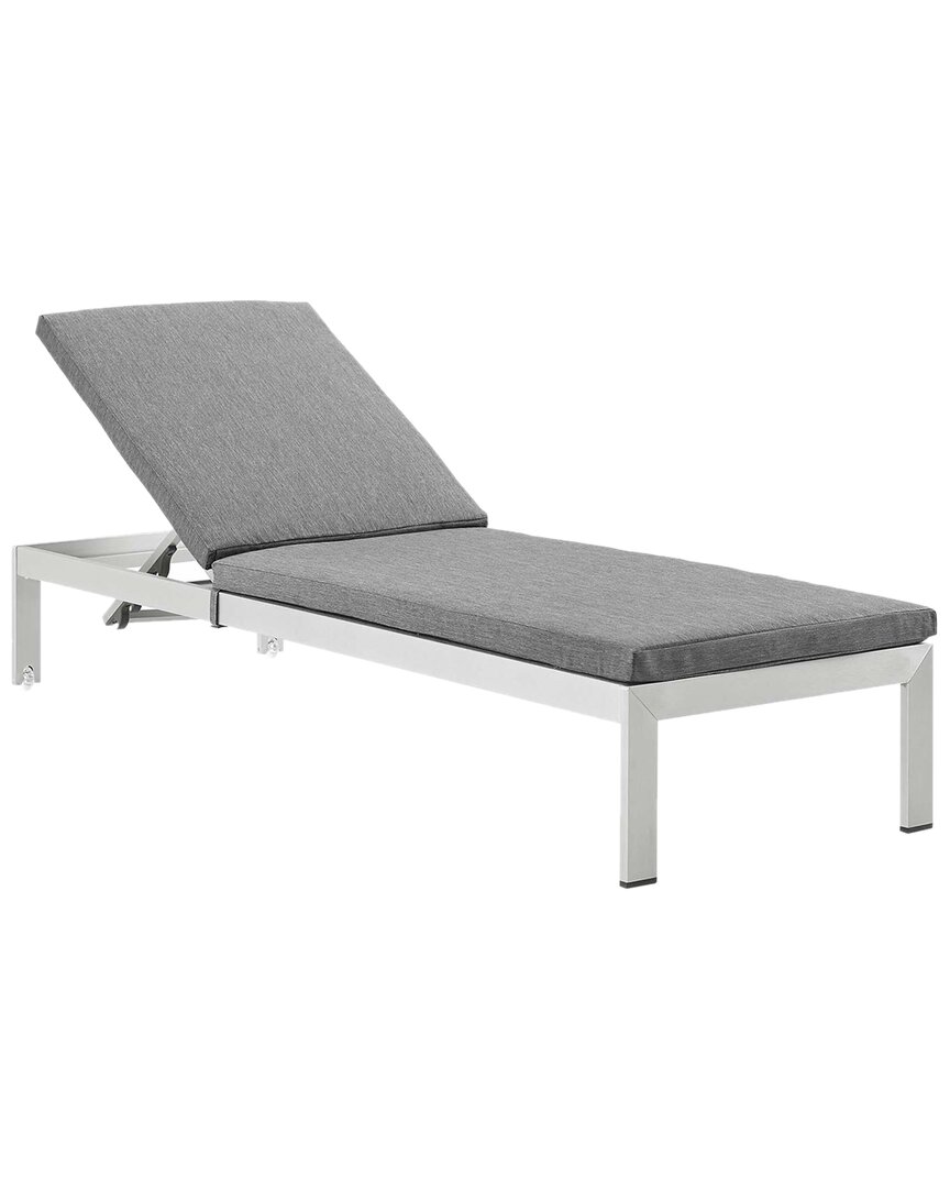 Modway Shore Outdoor Patio Aluminum Chaise With Cushions In Silver