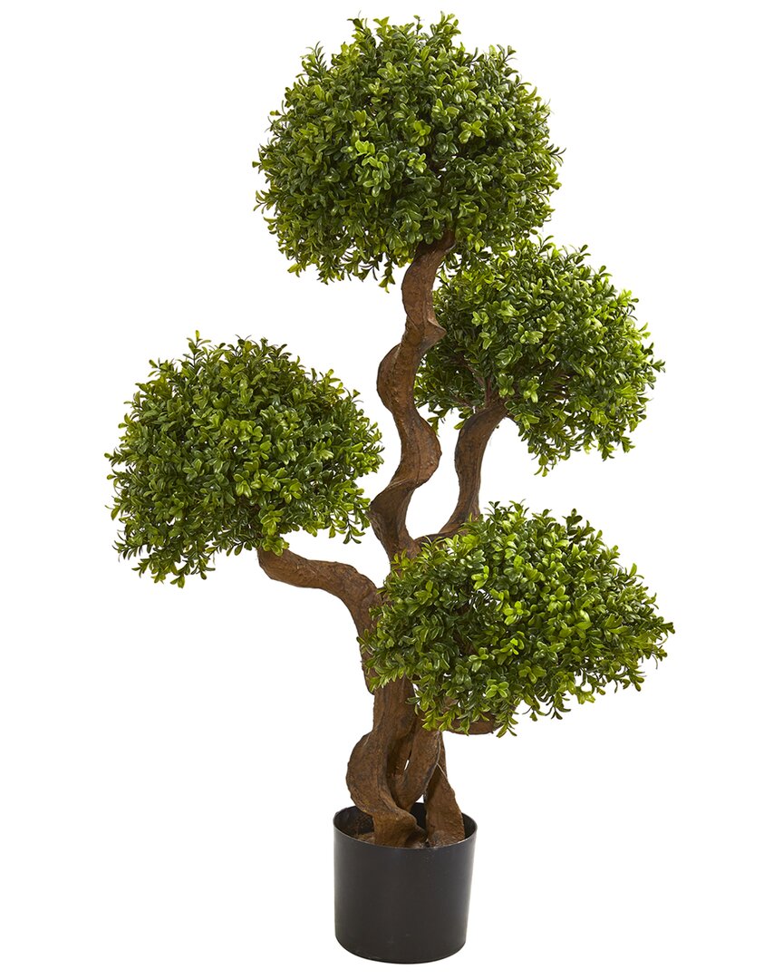 Nearly Natural 3.5ft Four Ball Boxwood Artificial Topiary Tree In Green