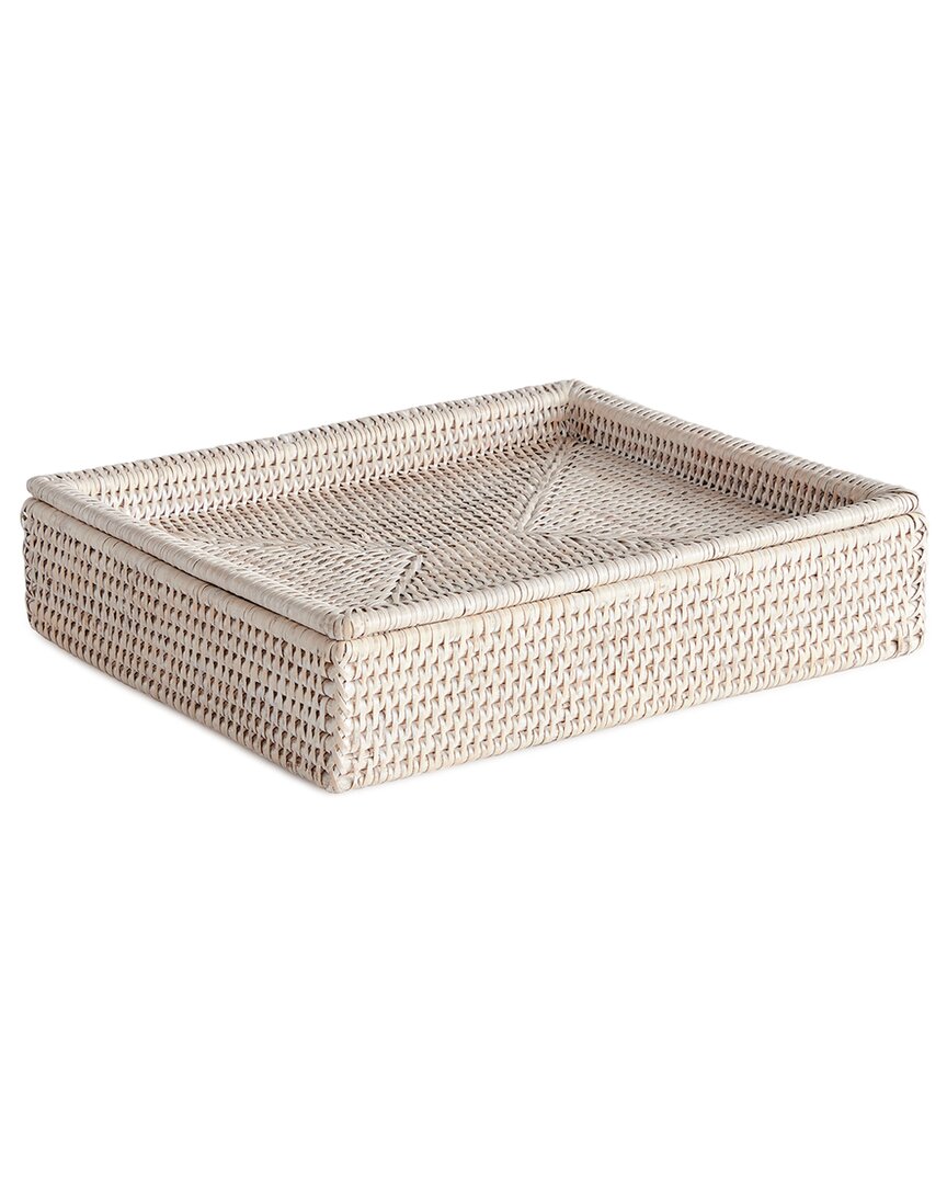 Napa Home & Garden Burma Rattan Lidded Letter Box In White