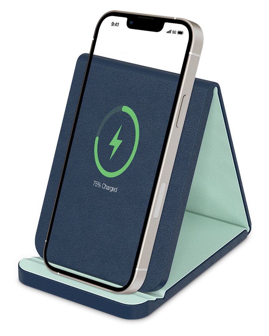 Phunkee Tree Folding Leather Wireless Charging Stands In Navy