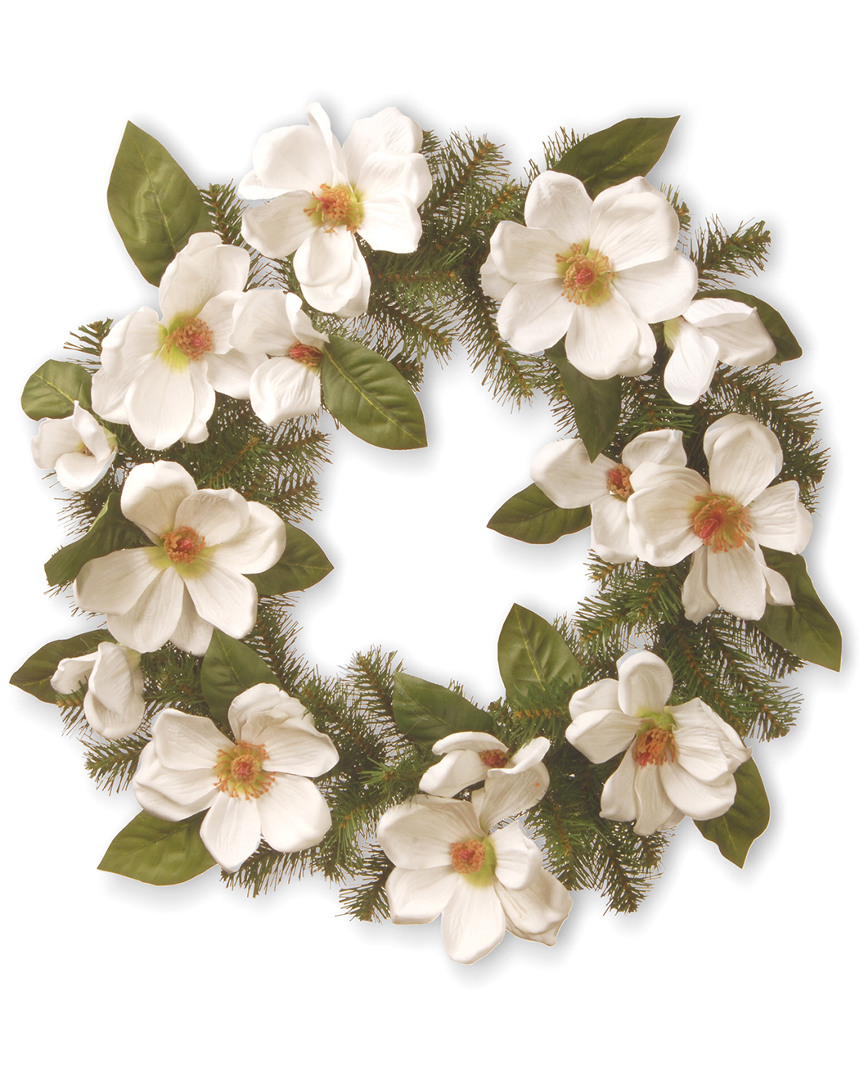 National Tree Company 24in Cream Magnolia Wreath