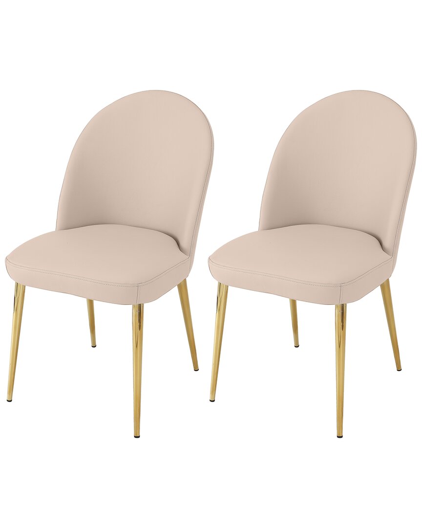 Pangea Home Gold Vera Set Of 2 Chairs In Beige