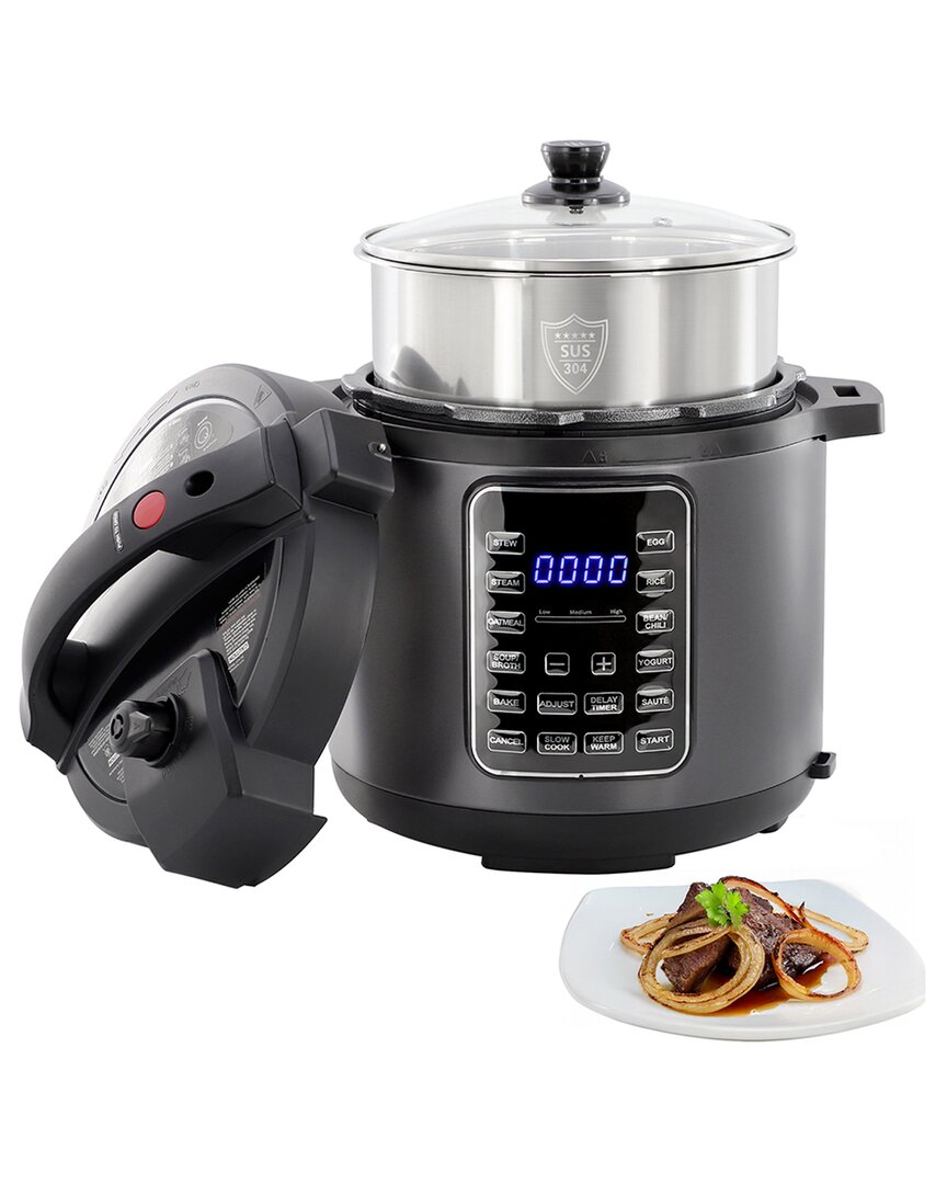 Megachef 11-in-1 Six Quart Electric Pressure Cooker In Black