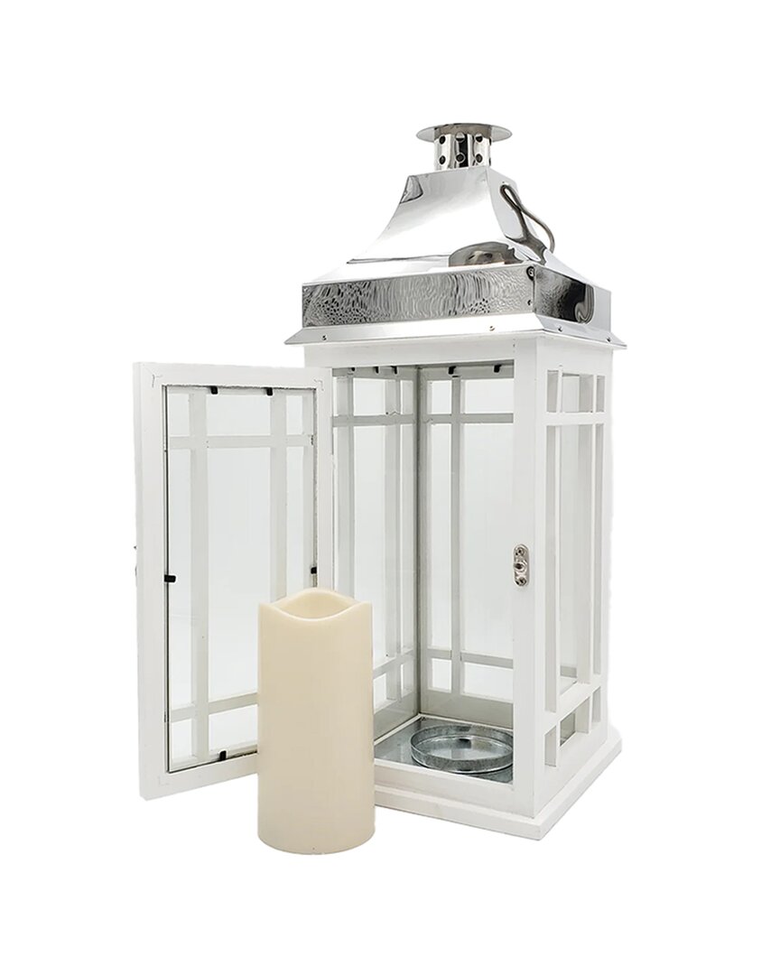 Lumabase Wooden Lantern With Battery-operated Candle In White