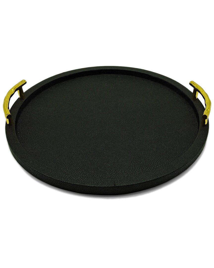 American Atelier Round Tray With Handles In Green