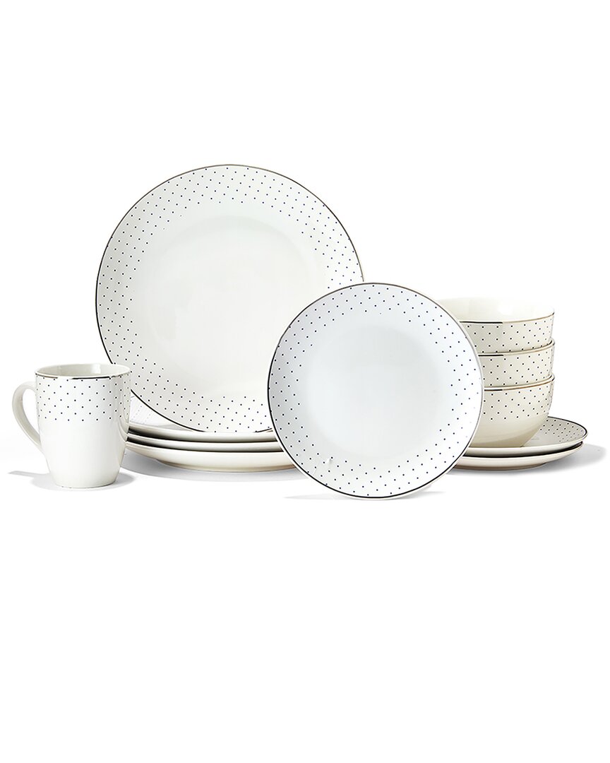 Elle Decor Adrienne Porcelain 16pc Dinnerware Set In White
