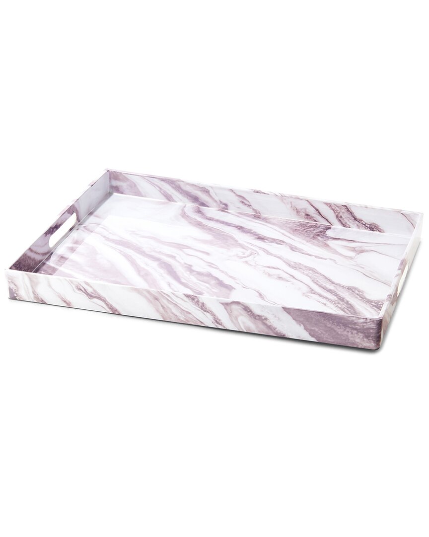 American Atelier Marble Finish Rectangle Tray In Brown