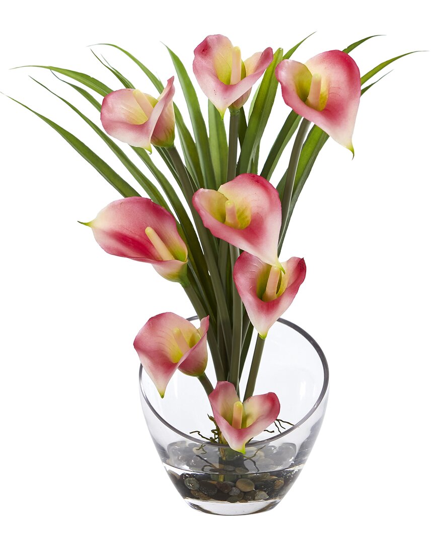 NEARLY NATURAL NEARLY NATURAL 15.5IN CALLA LILY AND GRASS ARTIFICIAL ARRANGEMENT IN VASE