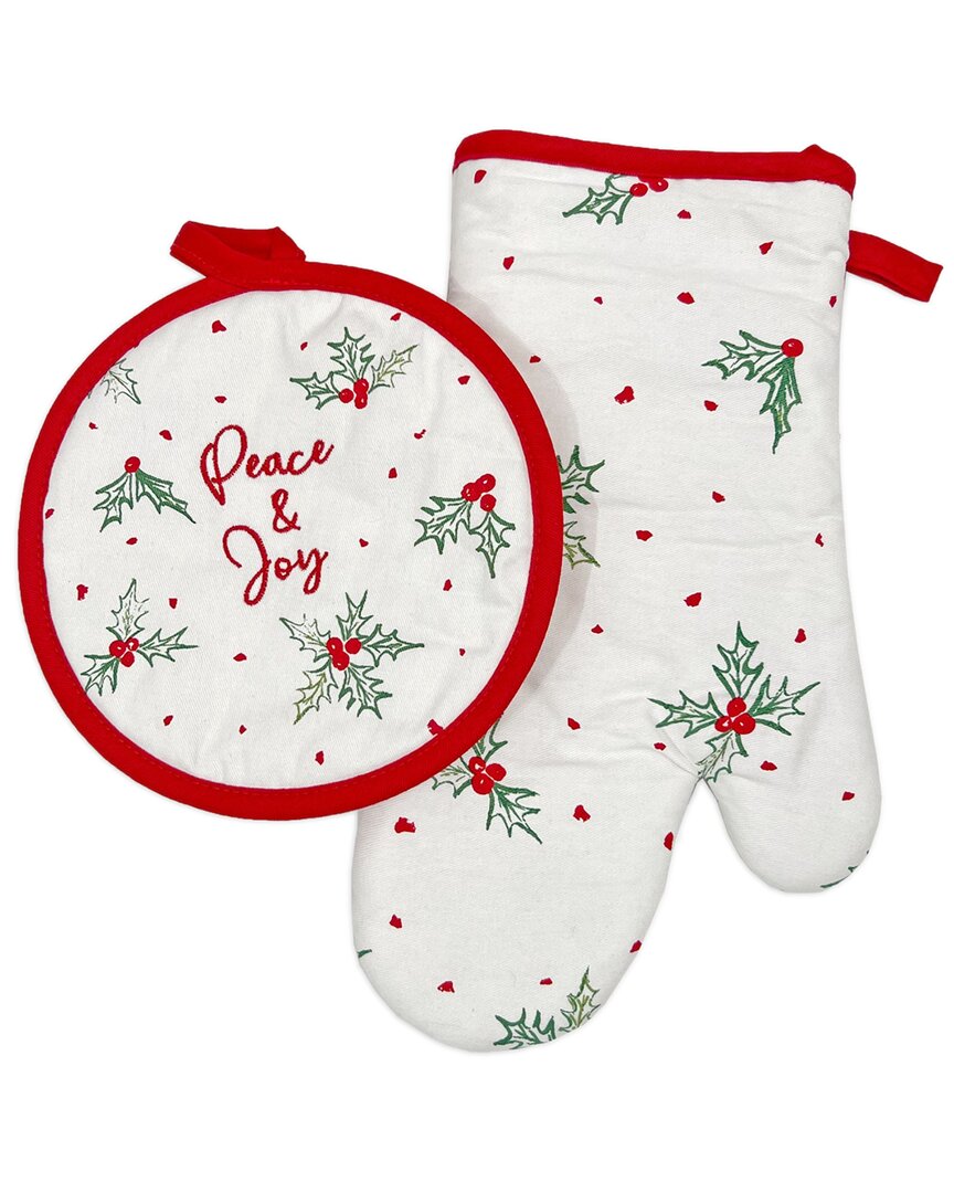 Lenox 2pc Bayberry Peace & Joy Oven Mitt & Pot Holder Set In Multi