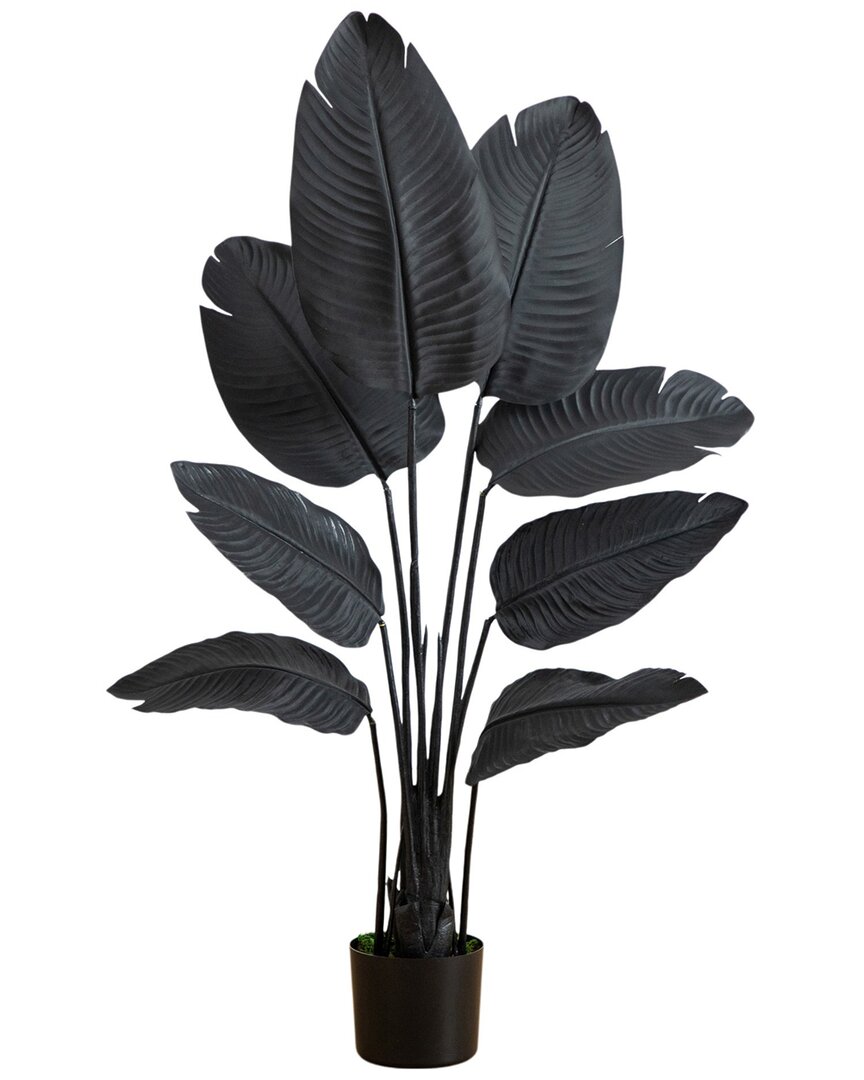 Nearly Natural 4ft. Artificial Halloween Black Travelers Palm Tree In Black